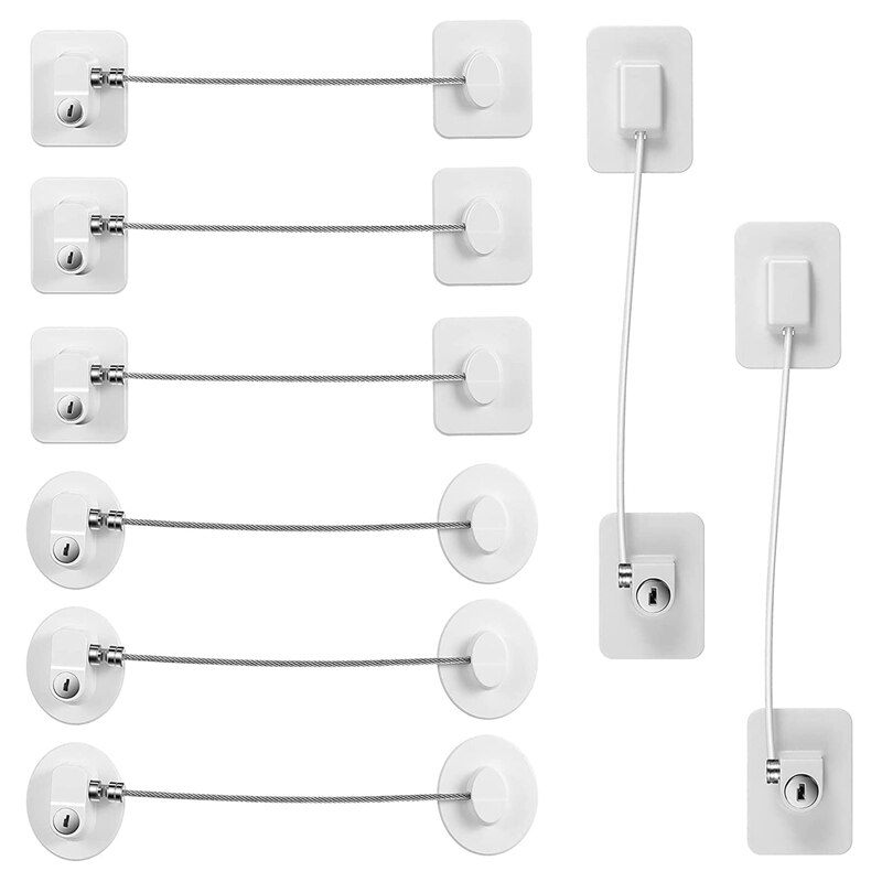 8 Stuks Koelkast Lock Met 10 Toetsen, Koelkast Slot, Vriezer Deurslot En Kind Veiligheid Kabinet Sloten: Grijsachtig Bruin
