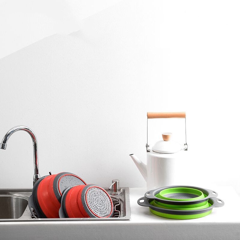 Pieghevole del silicone filtro Ciotola di Campeggio Esterna Stoviglie Frutta Verdura Cesto di Lavaggio Drainning Colino Portatile Da Viaggio Pentolame e Utensili per cucinare