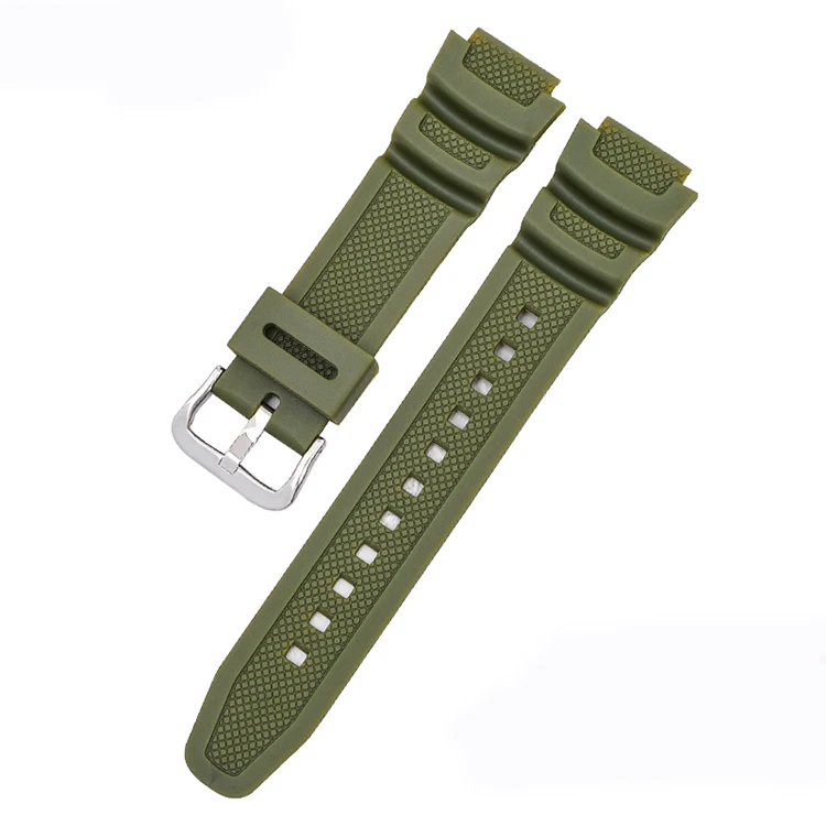 Strap for Casio AE-1000W 1200 AQ-S810W/S800W SGW-400H/500H/800H W-735H 216H AEQ-110W Men Silicone Rubber Watch Band Bracelet: Coal Black
