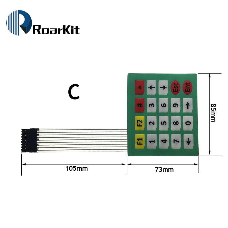 1*2 3 4 5 tastknapper membranbryter 3*4 4 x 5 matrix array tastatur 1 x 6 tastatur med led kontrollpanel pad gjør-det-selv-sett for arduino