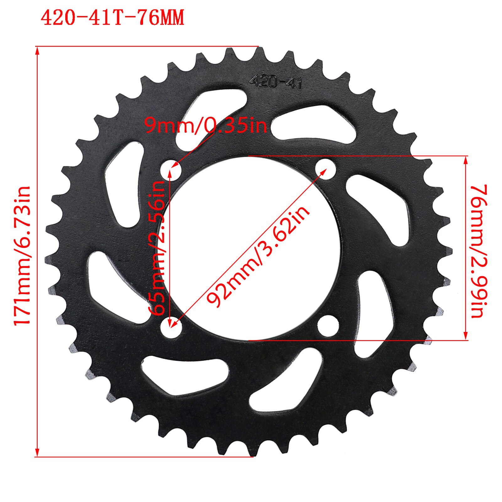 Piñón trasero TDPRO 37T/41T/46T/56T para cadena de motocicleta, piñón trasero para cadenas 420/428/520, 110cc, 125cc, 140cc, Dirt Bike: 420-41T-76MM