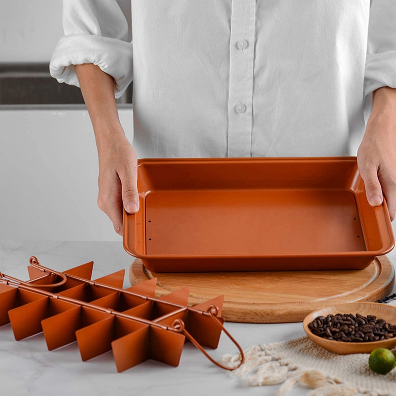 Non-Stick Brownie Pan with Dividers Silicone Spatula,Rectangle Bakeware with Removable Bottom,Slicer Brownie Cake Tray