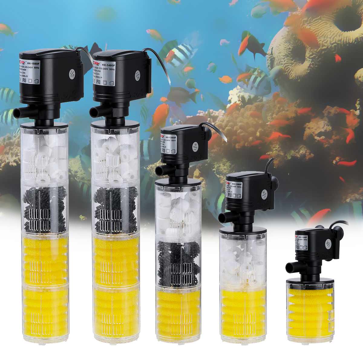 3 In 1 Aquarium Filter Air Pump Aquarium Water Pump Fish Tank Circulating Internal Filter Air Oxygen Increase 12/18/25/35/40W
