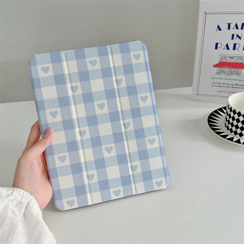 Funda bonita a cuadros de amor para Apple iPad Pro 2024 11 pulgadas Air 5/4 10,9 10th 7/8/9 10,2 Air 3 10,5 pulgadas mini 6 5 4 fundas para tableta: Ipad pro12.9 / Rojo