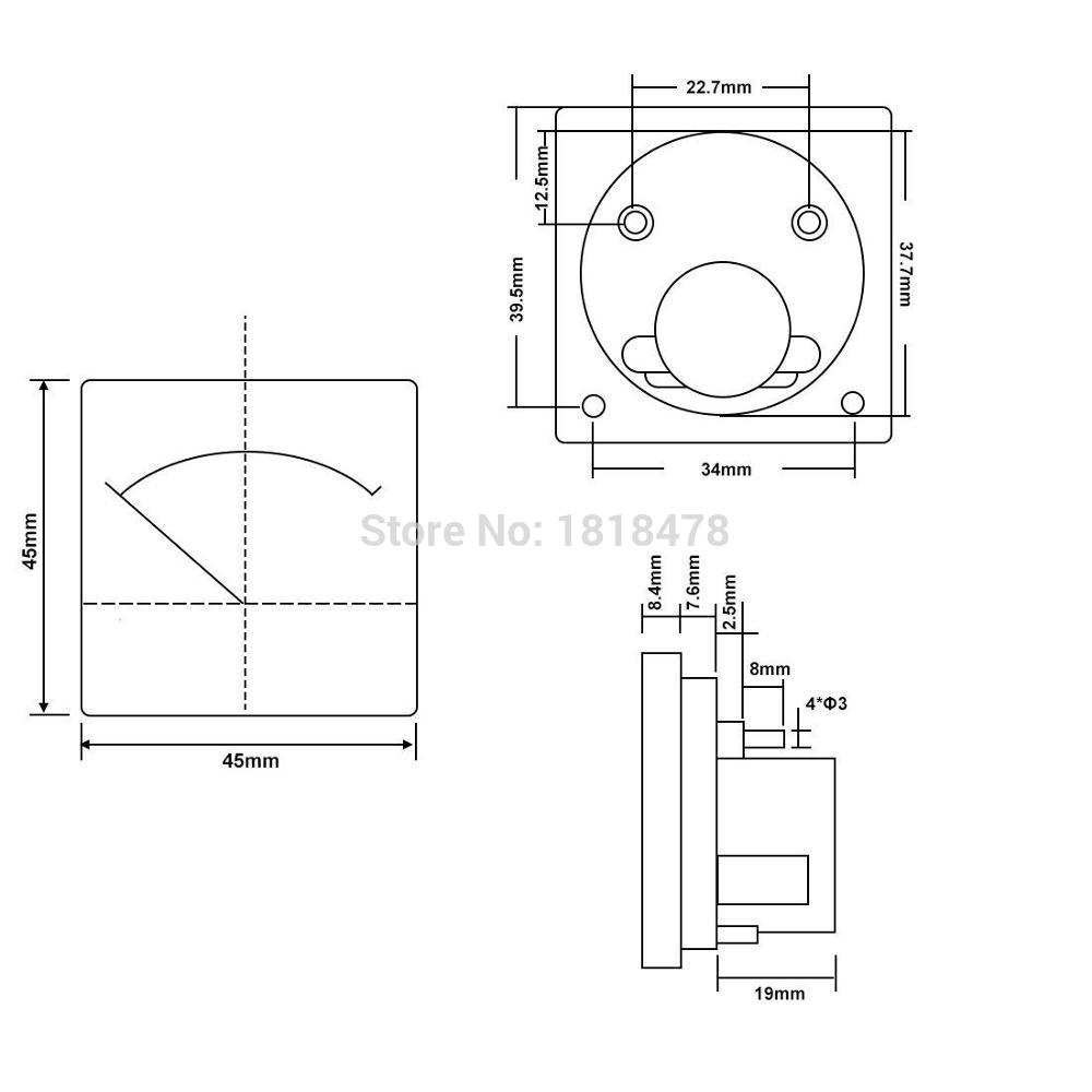 Dc microammeter 91c4 0-100uA Rectangle Analoge Panel Ammeter Gauge Amperemeters Class 2.5 45*45mm