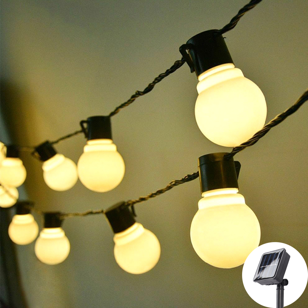 Guirnalda de luces solares para exteriores, bombillas de globo, lámparas solares para jardín, terraza, , Camping, decoración de calle de Navidad