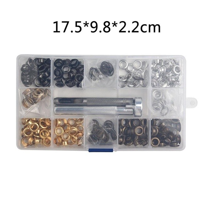 100/180/200 stk/sæt metal gennemføring øjenværktøj messing presenning telt flag fortelt lærred diy sæt kit ankomster tilbehør øjer: A 200 stk