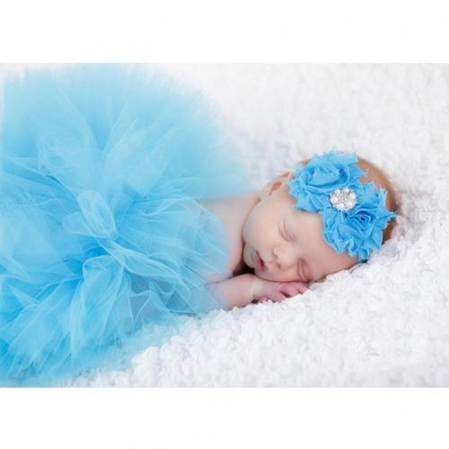 Pasgeboren Baby Meisjes Mesh Strik Tutu-Jurk Prinses Rok Babies Accessoires Pasgeboren Fotografie Props Baby Shower: Dark Blue