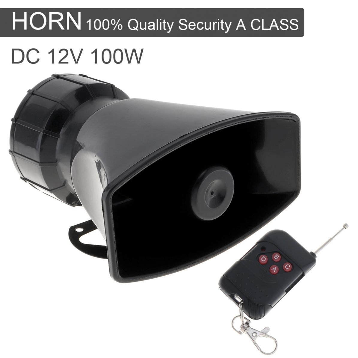 Bocina de 12V y 100W con 7 tonos de sonido, claxon con Motor para coche, camión, alarma de advertencia, sirena de bomberos y policía, altavoz