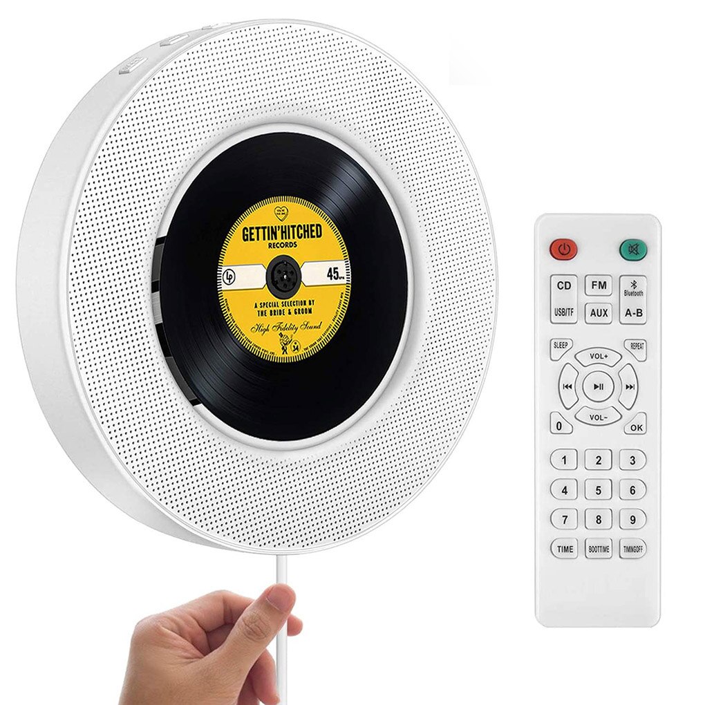 Portable CD Player Wall Mounted Bluetooth CD CD-R CD-RW MP3 WMA Player TF Card AUX Audio Input