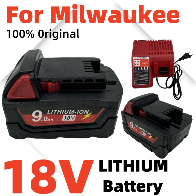 Akumulator do elektronarzędzi Milwaukee M18, ładowarka, Milwaukee 18V, BR, XC, 18V, 9000mAh M18B5, 48-11-1860, wbudowany akumulator 18650