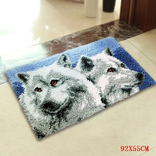 Chien Crochet tapis Kits bouton coussin animaux tapis faire soi-même bricolage Crochet Crochet tapis broderie Fomiran pour fleurs ensembles