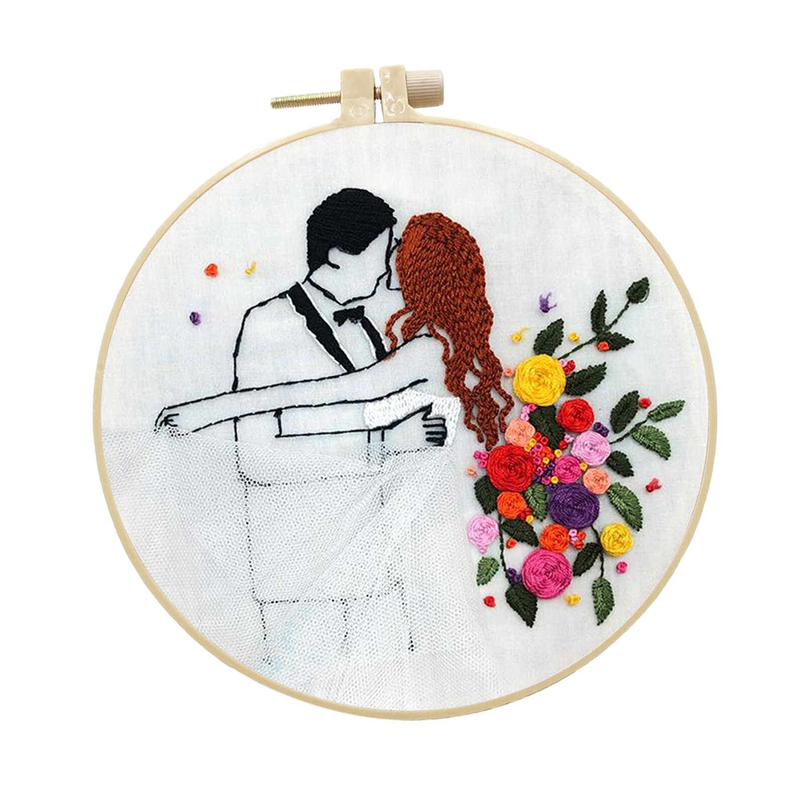 1 Set Embrodiery Starter Kits Soft Yarn Valentine's Day Decoration 20cm