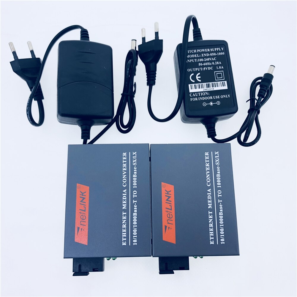 FTTH 1 Pair Gigabit Fiber Optical Media Converter 10/100/1000Mbps Single Mode Single Fiber 20KM SC Port External Power Supply