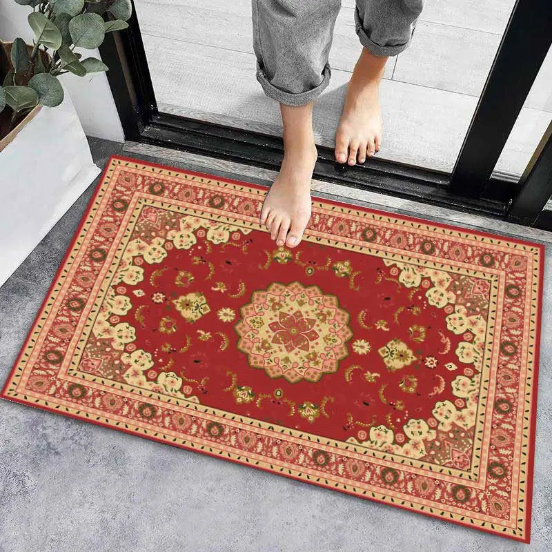 Alfombra antideslizante para puerta de entrada, alfombra moderna súper absorbente para el suelo del hogar y el baño, alfombra para el suelo del pasillo, entrada: 40 cm x 60 cm / Rojo