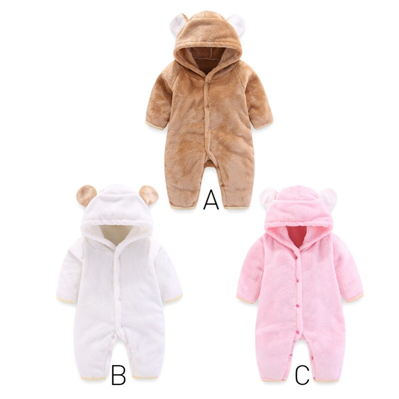 Baby Jongen Meisje Winter Leuke Cartoon Oor Hoodie Footies Casual Lange Mouw Bovenkleding