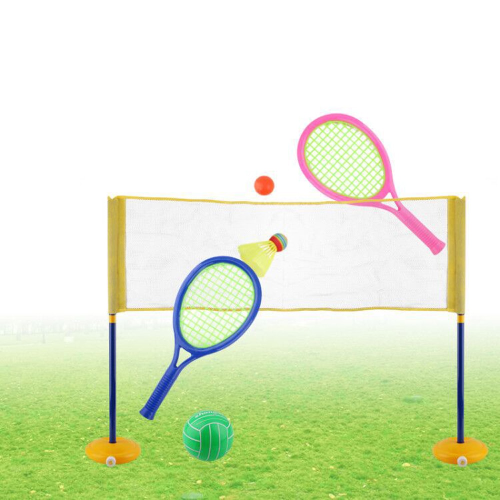 Ensemble de Badminton pour enfants avec 2 raquettes volant Birdie volley-ball et filet pour enfants jeu de plage jouet d'anniversaire enfants