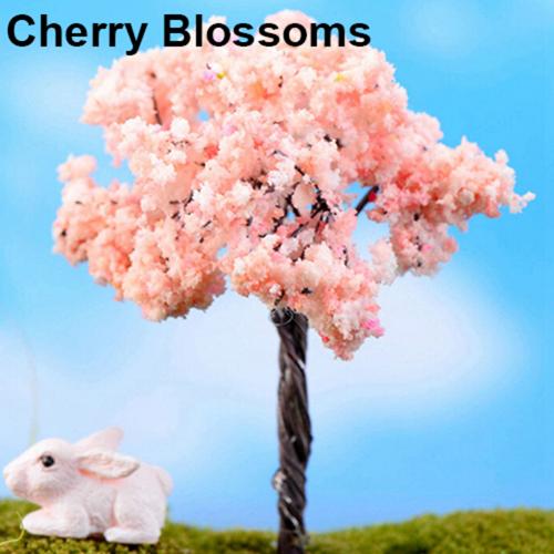 Miniature Sakura Plum Blossom/plum/willow/coconut Tree Plants Fairy Garden Accessories Dollhouse Ornament Garden Decoration: Cherry Blossoms