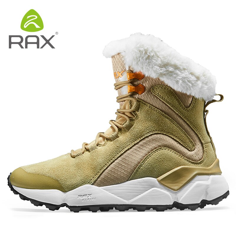 RAX, zapatos de senderismo de cuero genuino para mujer, zapatos de montañismo, botas de nieve de invierno de lana, zapatillas deportivas para mujer, botas para caminar