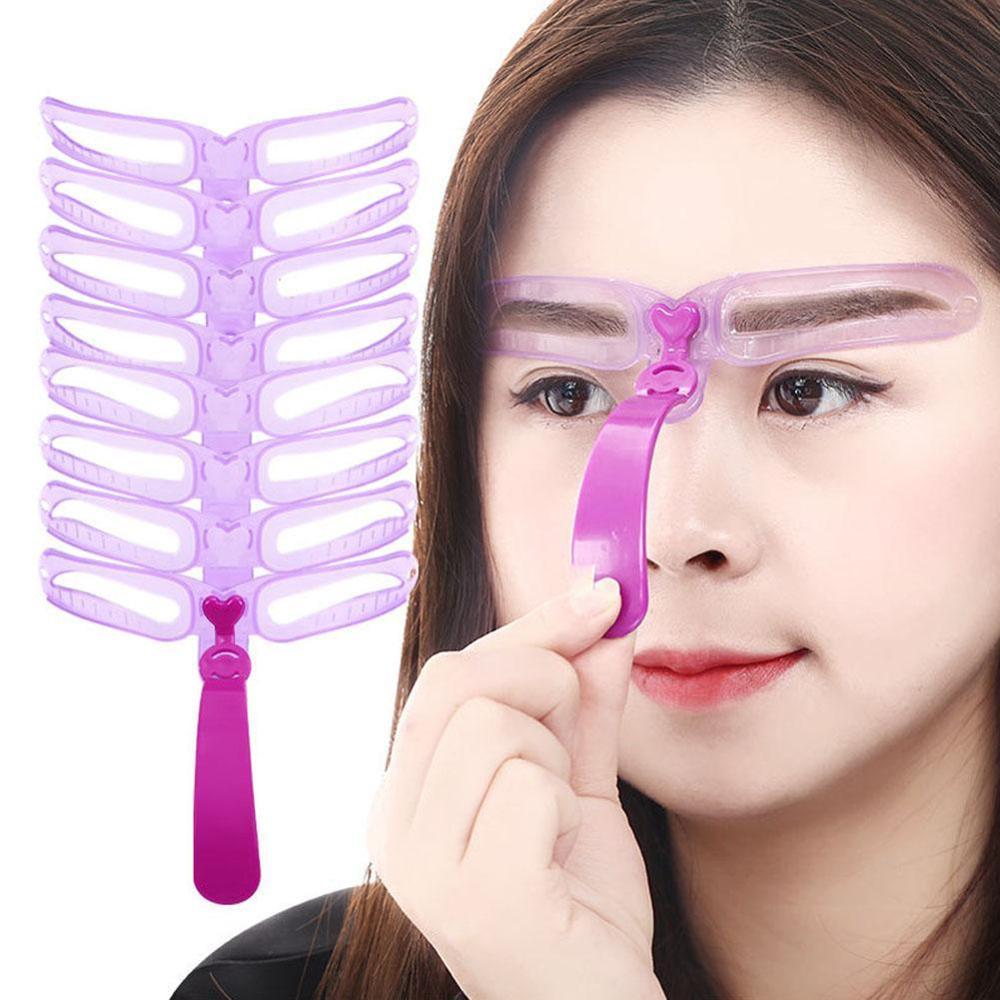 8 in1 Reusable Eyebrow Stencil Set Eyebrow Makeup Tools Aid Eyebrows Artifact Beauty Easy Threading Kit Card Makeup Thrush E9I0