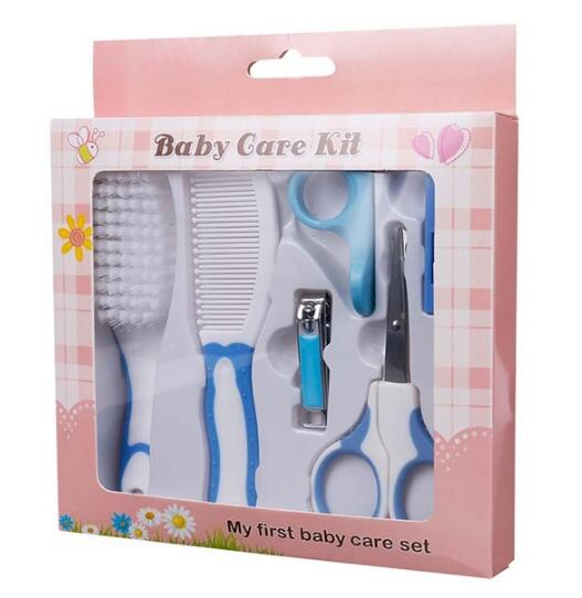 6pcs Newborn Nail Clipper Cutter Scissor Trimmer Healthcare Kit Kid Safety Manicure Grooming Hair Brush for Baby Health Care Set: TF118