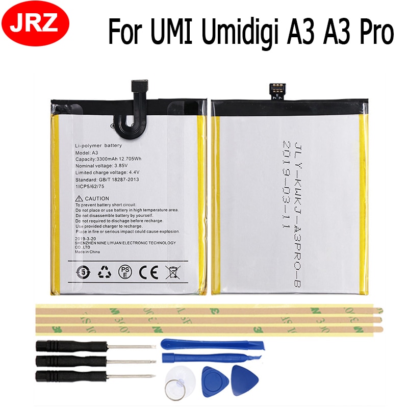JRZ For UMI Umidigi A3 A3 Pro Battery 3300mAh Mobile Phone Replacement Backup Li-polymer Batteria with Free Tools
