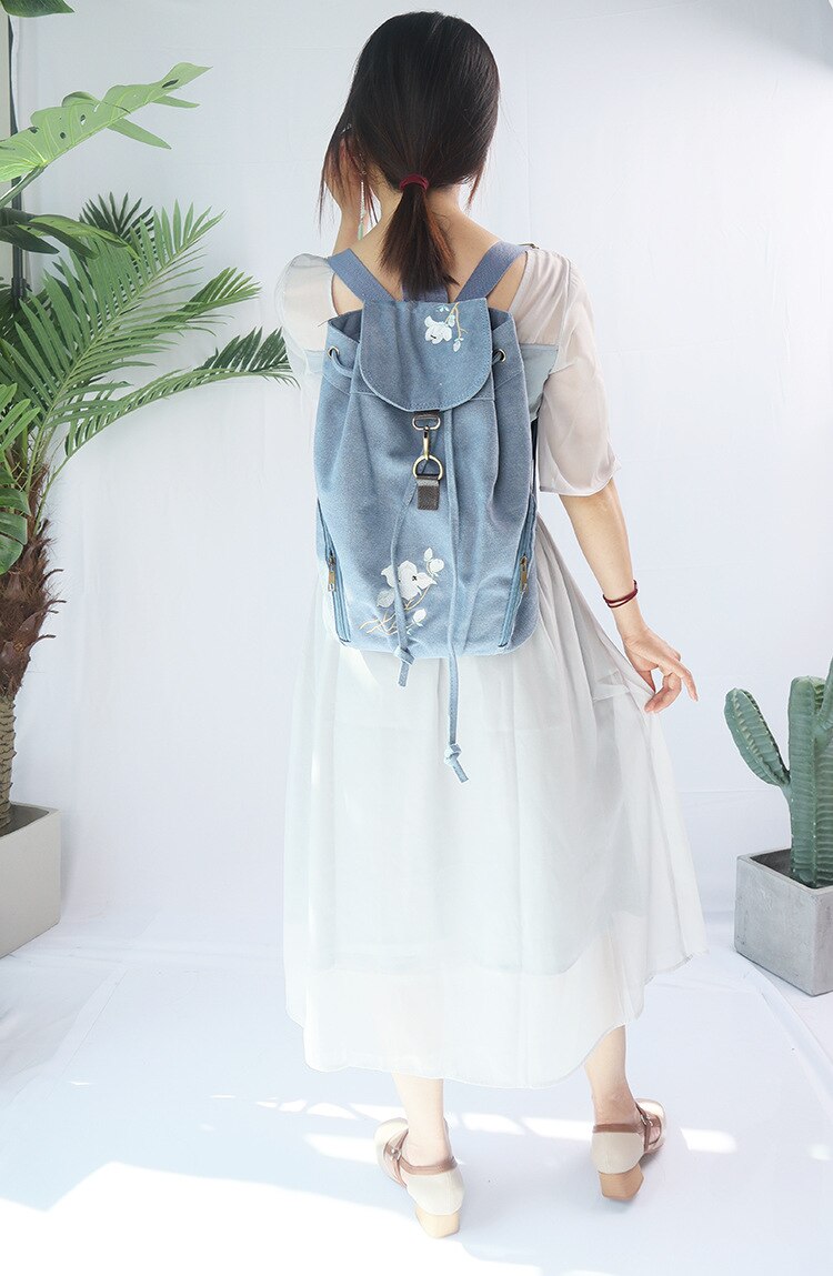Mochila de lona feminina, mochila escolar casual para mulheres, com flores, bolsa de grande capacidade, para laptop