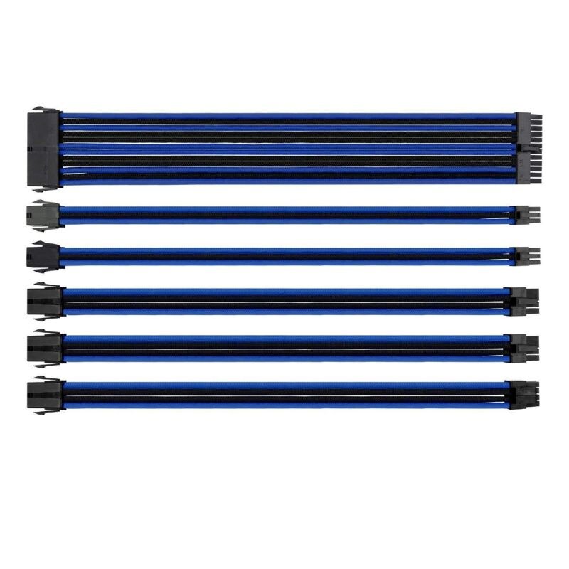 Sleeved Cable Extension Set for Power Supply Wiring 24 Pin 4+4Pin 6+2Pin 6Pin: Blue