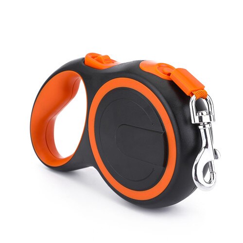 Hondenriem voor wandelen, rennen, automatisch intrekbare hondenriem voor kleine, middelgrote en grote honden, nylon hondenriem: Oranje / 5m