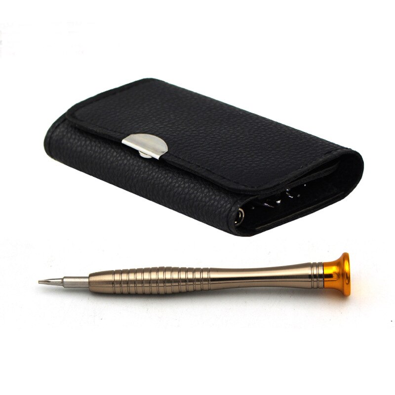 Étui en cuir pentagone 25 en 1, téléphone portable polyvalent 0.8T6 lunettes de montre de précision jeu de tournevis en alliage d'aluminium