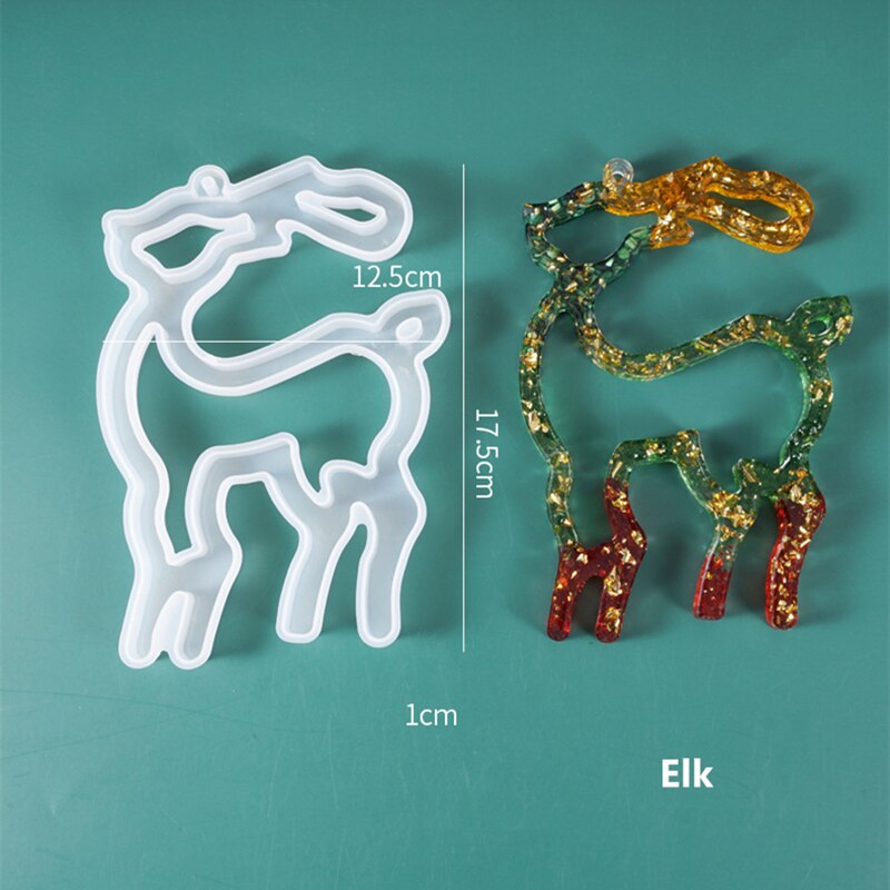 Christmas DIY Crystal Resin Silicone Mold Christmas Tree Bell Moon Mold Resin Craft Making Christmas Tree Decoration: elk