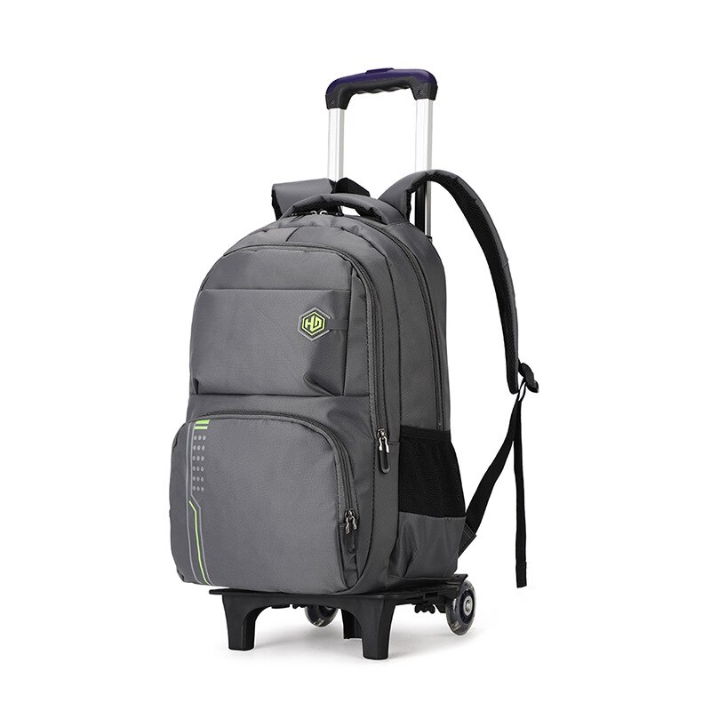Sacs à dos d'école pour enfants, 2/6/ grandes roues, sac à dos à roulettes amovible, sacs d'école à roulettes, grande capacité, cartable bleu foncé: 2 roues grises