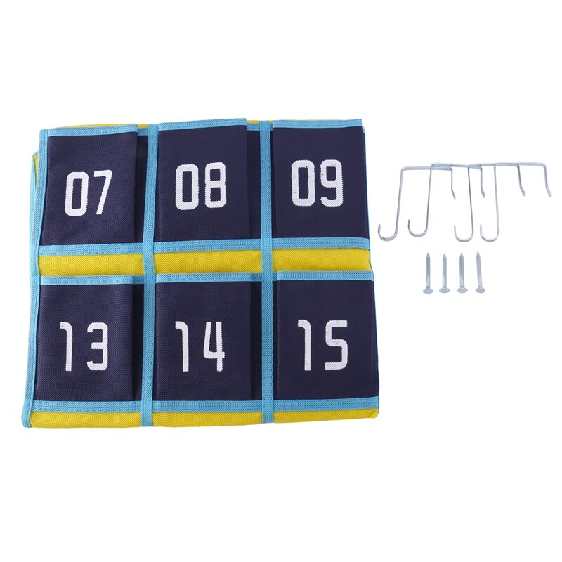 Numbered Pocket Chart Classroom Organizer For Cell Phones Calculator Holders (30 Pockets, Blue Pockets): Default Title