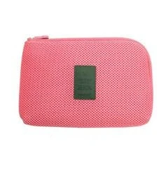 Männer Frauen machen-hoch Taschen Reise USB-Datenkabel Headset Kopfhörer Organizer Tasche einfarbig große Kapazität Reiß verschluss Kosmetik tasche: M / Rosa