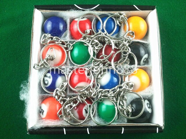 Lots of 16pcs Pool Billiard Snooker Ball Keychain Keyring