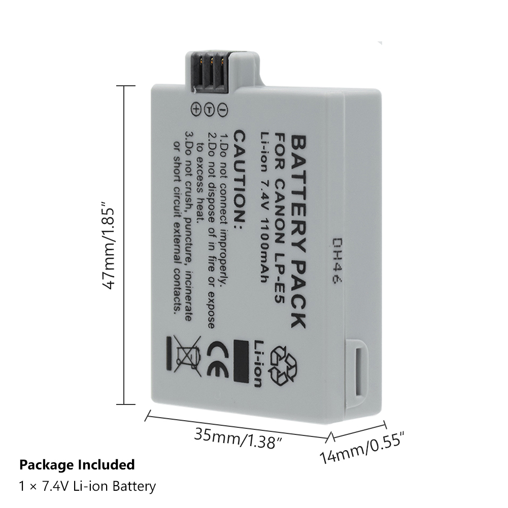 1/2 Pcs 7.4V 1100mAh Li-ion Lithium Battery For Canon EOS 450D Digital Kiss X2 Rebel XSi 500D Digital Kiss X3 Rebel T1i 1000D