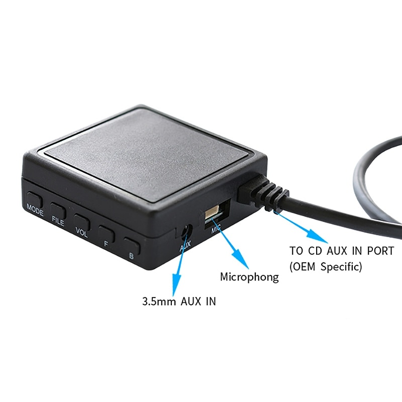 Bil bluetooth 5.0 aux kabel adapter tf usb passer til peugeot 207 307 407 308