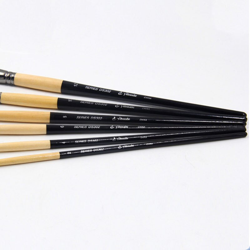 6pcs/Set chinchilla hair Birch rod art brush water color brush gouache paintbrush oil paint brush artists Drawing Art Supplies