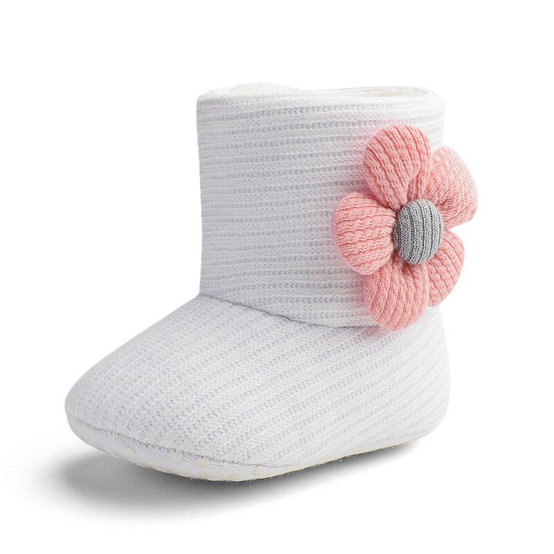 Botas abrigadas de otoño e invierno para bebé, zapatos para caminar de sólidos para bebé, botas sólidas de para niños pequeños: White-A