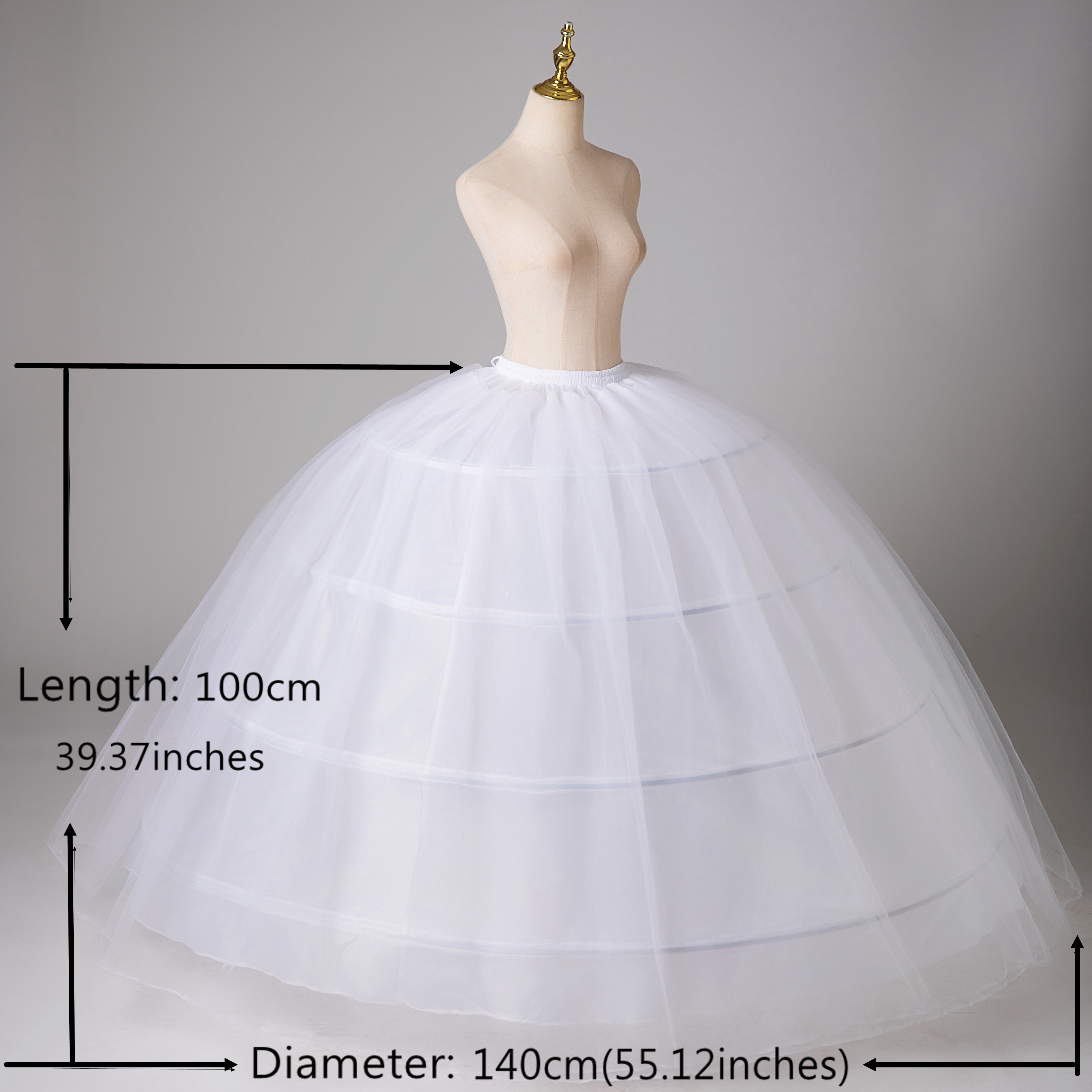 Neuer , 4 Reifen, großer weißer Petticoat, super flauschiger Krinoline-Slip-Unterrock für Hochzeitskleid, Brautkleid auf Lager