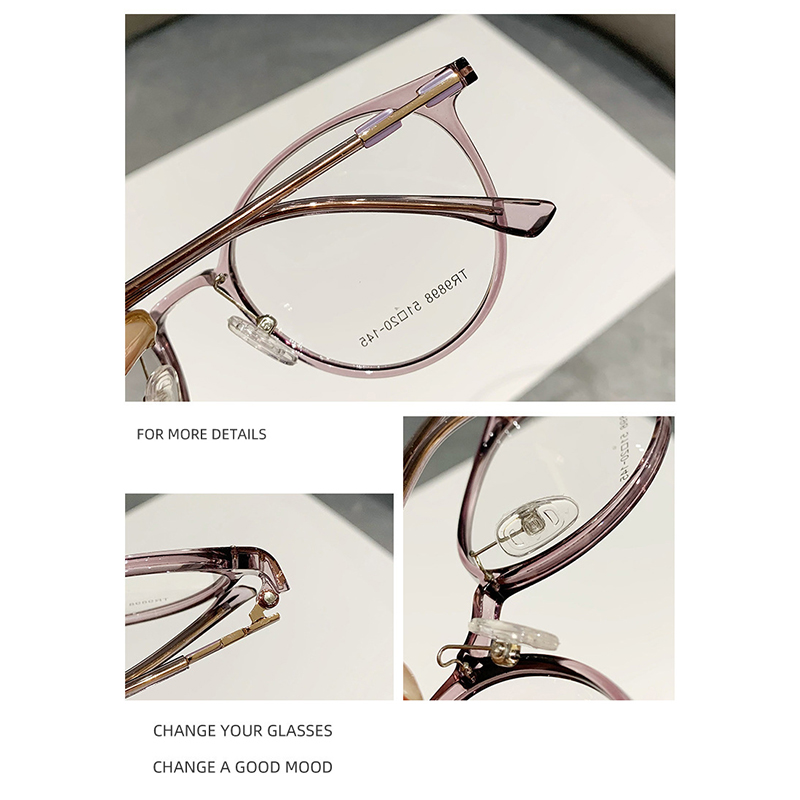 MOMOJA Men's Retro Round Glasses Frame Ultra-Light TR90 Alloy Optical Prescription Women's Eyeglasses Frames TR9898