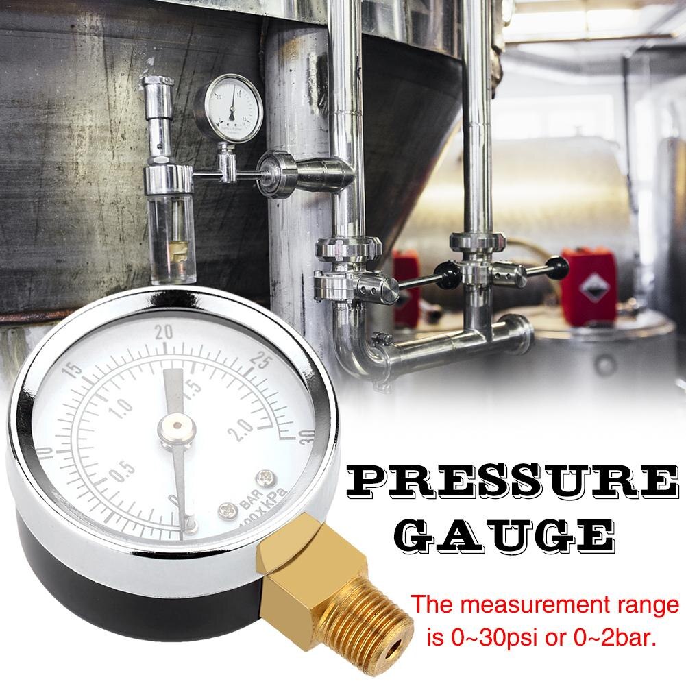 0-30 psi 0-2 bar 40mm diametrar tryckmätare bränsle luftkompressormätare hydraulisk tryckmätare manometer tryckmätare