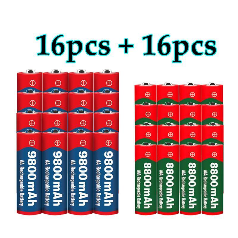 1.5v aa 9800 mah +1.5v aaa 8800 mah alkaline 1.5v genopladeligt batteri til urlegetøj kamera batteri