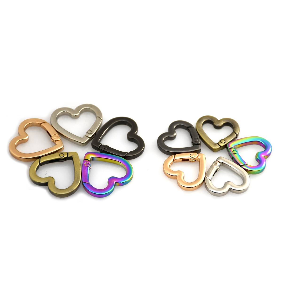 1pcs Metal Heart Shape Ring Openable Keyring Leather Craft Bag Belt Strap Buckle Trigger Snap Clasp Clip Connector Accessory