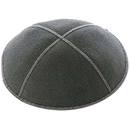 15/16CM SUEDE KIPPAH JEWISH KIPPAH LEATHER YARMULKE KIPPAH: Dark Grey