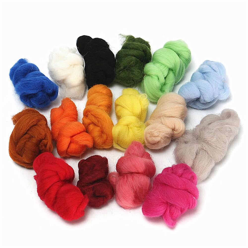 36 kleuren wollen rovingvezels wollen garen roving voor naaldvilten hand spinnen diy