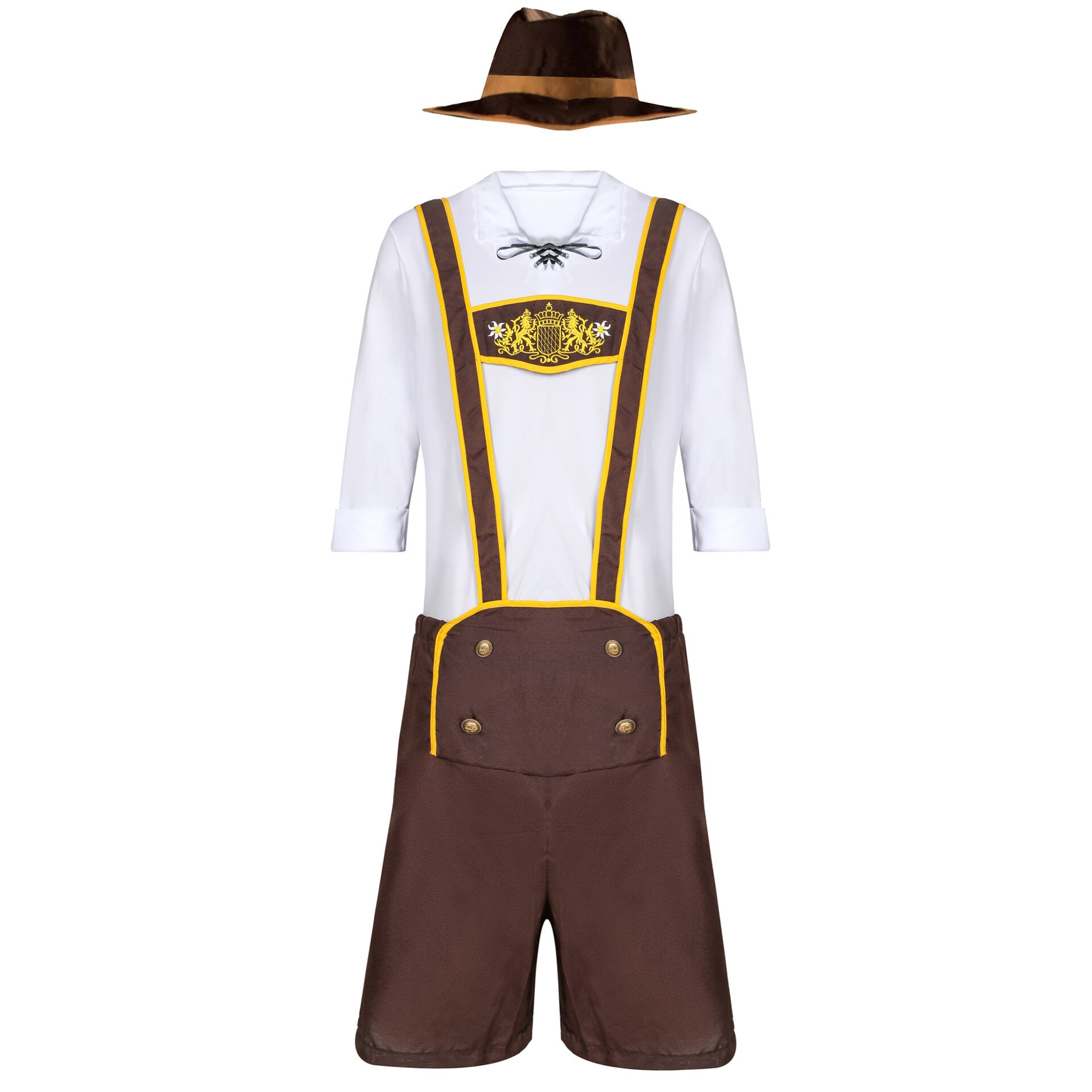 Adult men hansel oktoberfest in Munich Bavarian straps dress clothing Halloween: Yellow / XXL