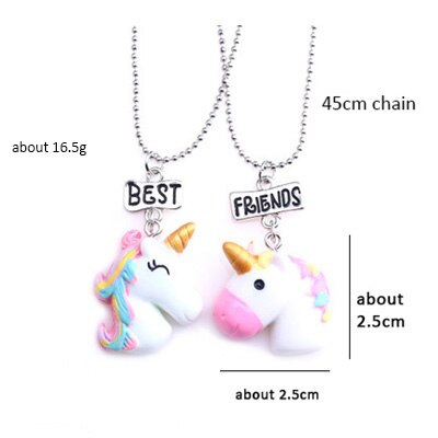 2 stks/set Hars Dier Eenhoorn Hanger BFF Ketting Choker Beste Vrienden Vriendschap Ketting voor Kinderen Jongens en Meisjes: Default Title