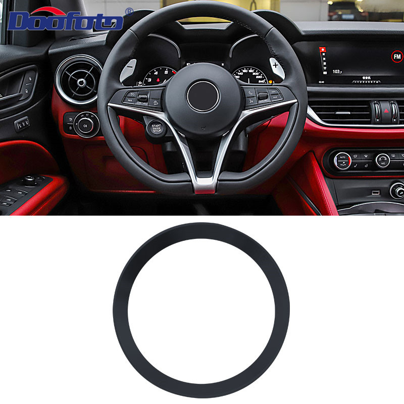Doofoto Voor Alfa Romeo Start Stop Motor Button Cover Ring auto-interieur Sticker Accessoires Styling Start Button Case Shell: Black Ring