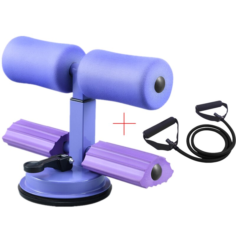 Adjustable Sit Up Bar Floor Assistant Exercise Equipment with Resistance band Home Gym Abdominals Core Workout Fitness Slimming: Purple B Set